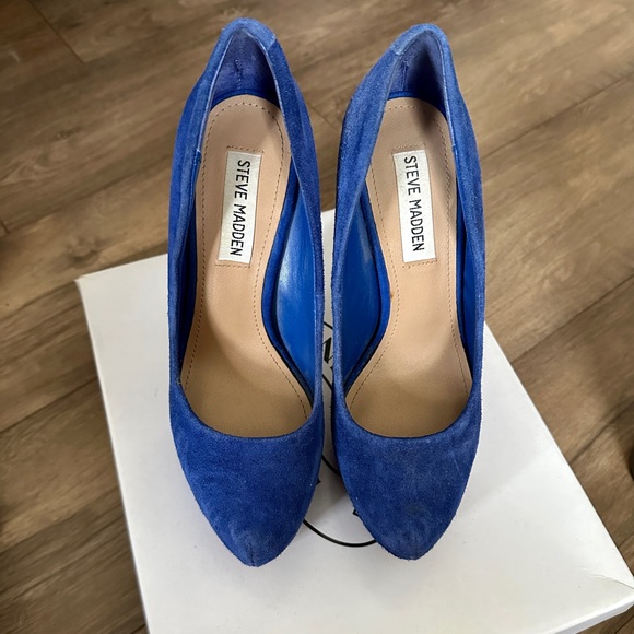 Steve Madden Blue Suede Platform Heels - Picture 7 of 11